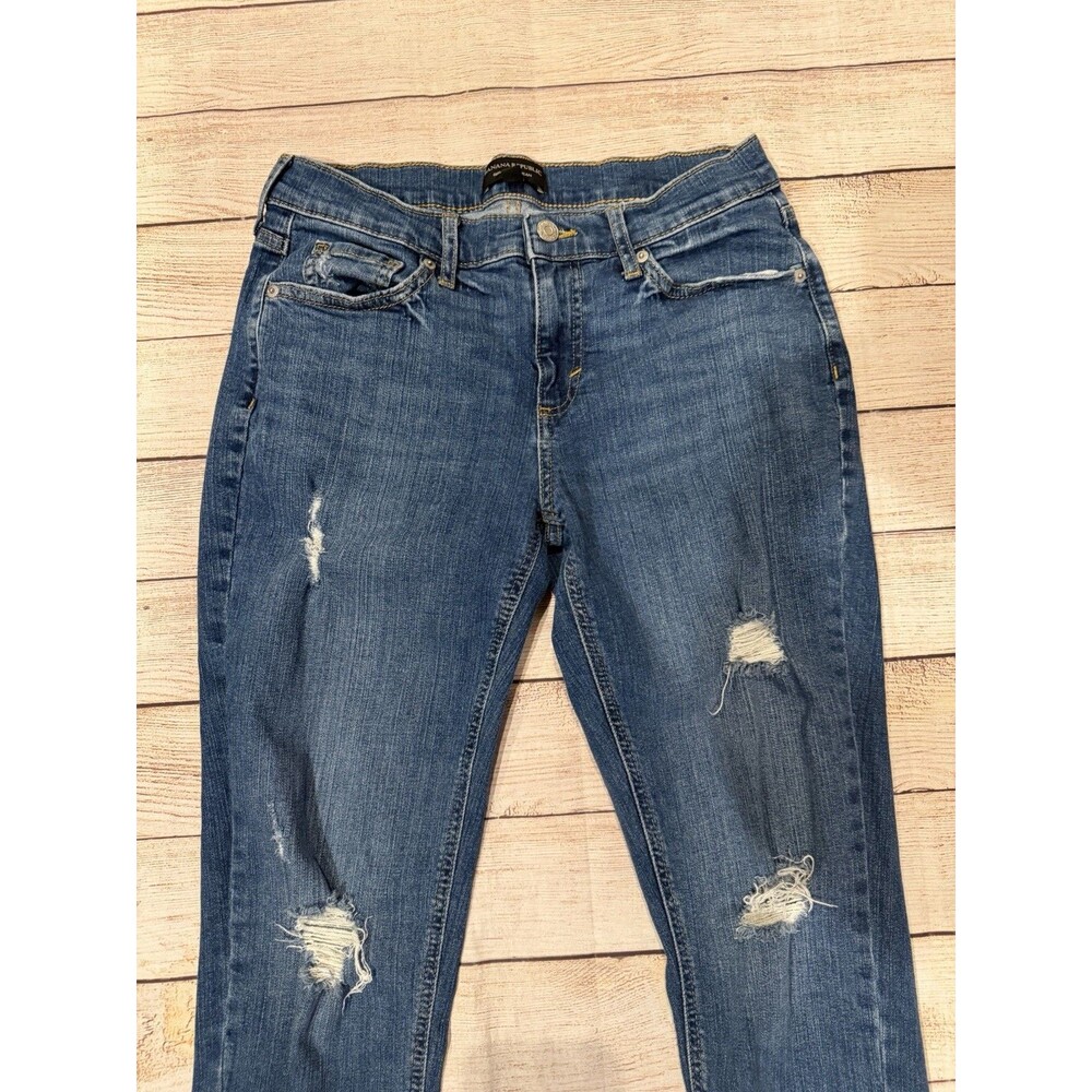 Banana Republic Girlfriend Jeans Womens 27/4 Blue Distressed Denim - Picture 3 of 7